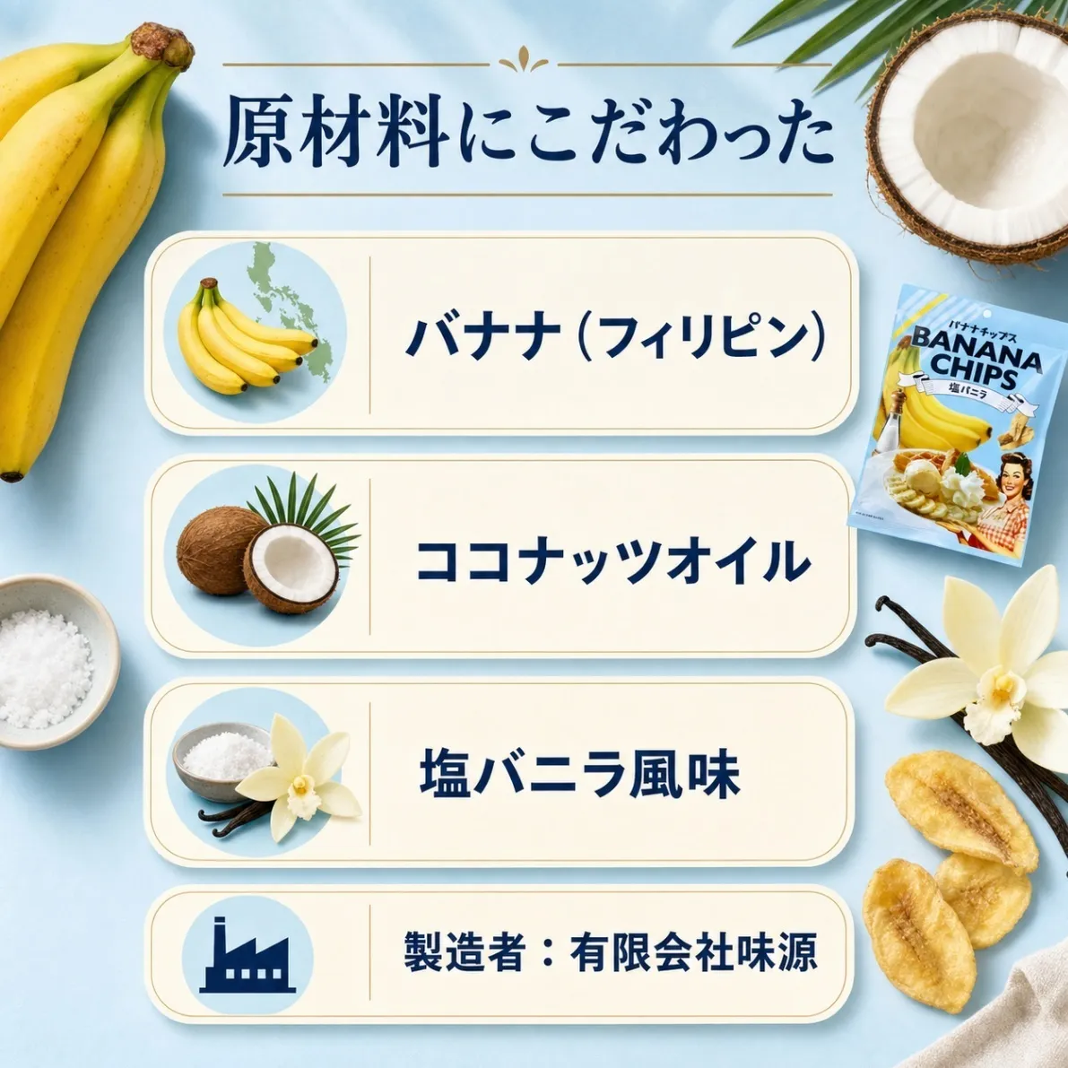 バナナチップス 塩バニラ 80g お菓子 おつまみ 厚切｜リベシティ市場