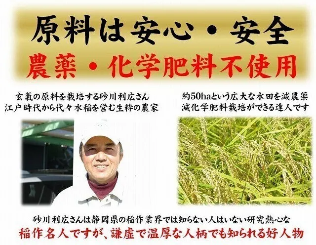 【2個セット】無洗米 玄米 玄氣（げんき） 1.5kg 発芽玄米 農薬不使用 化学肥料不使用