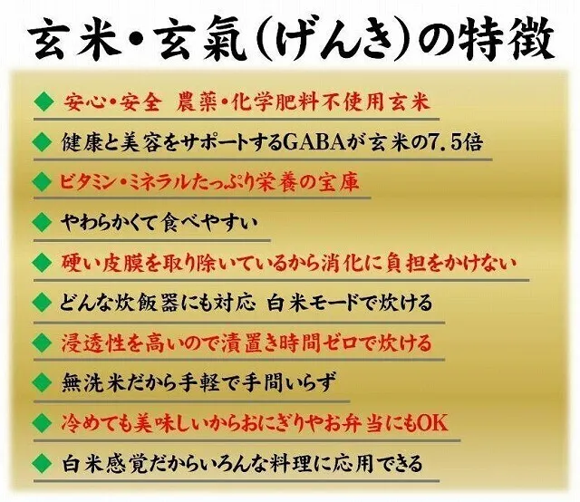 【2個セット】無洗米 玄米 玄氣（げんき） 1.5kg 発芽玄米 農薬不使用 化学肥料不使用