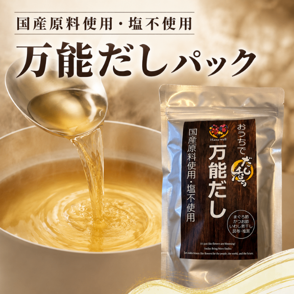 国産原料使用・塩不使用 万能だしパック Hana-Well フタバ