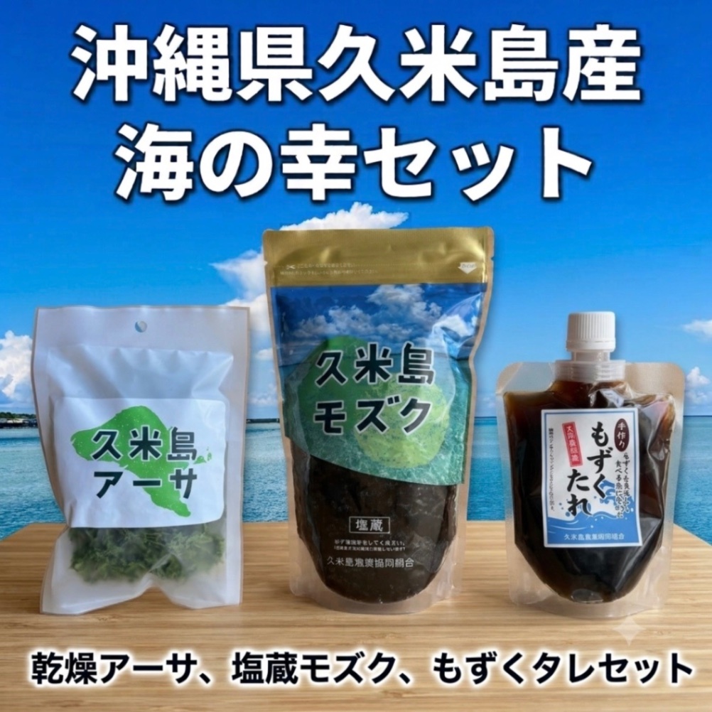 【久米島の海の幸セット】沖縄久米島産 太もずく500g➕無添加タレ➕乾燥アーサ20g