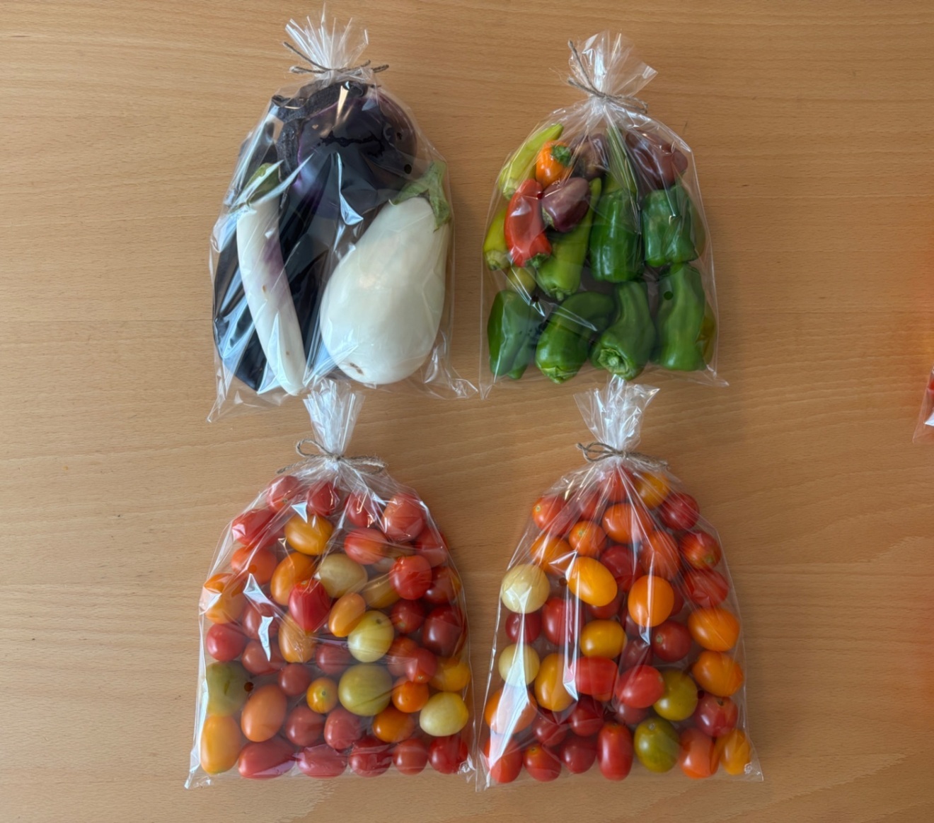 7/26(日)本日発送！【農薬不使用】朝採りミニトマト1kg🍅+ナス🍆+ピーマン🫑クール便🎁