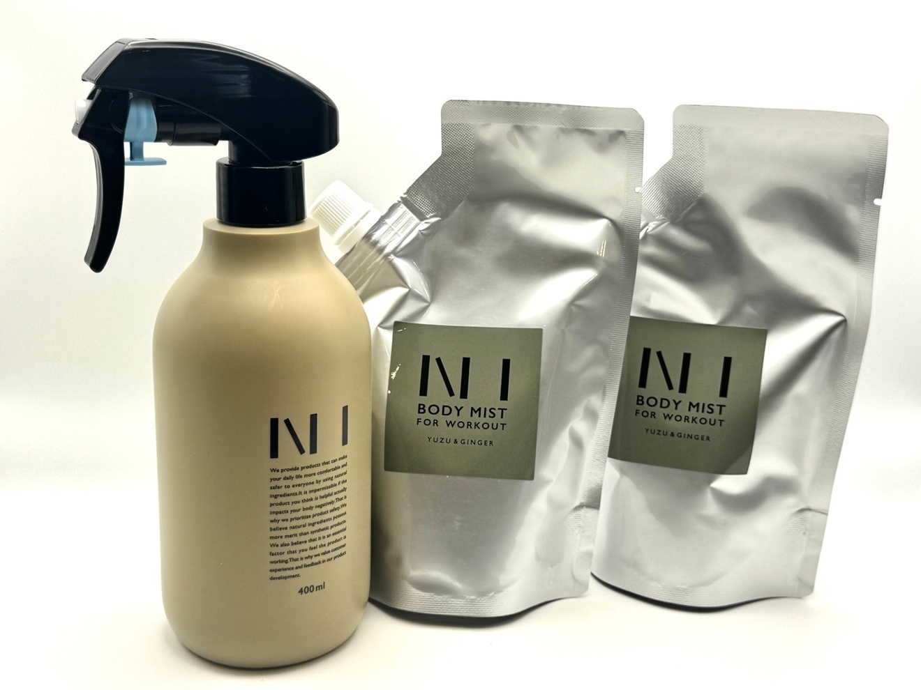 【NI BODY MIST】スターターキット 専用ボトル+詰替200ml×2 ユズ&ジンジャー