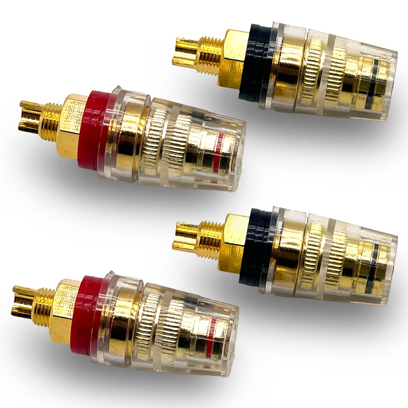 スピーカーターミナル 端子 バインディング ポスト バナナプラグ 対応 真鍮 赤黒 4個セット