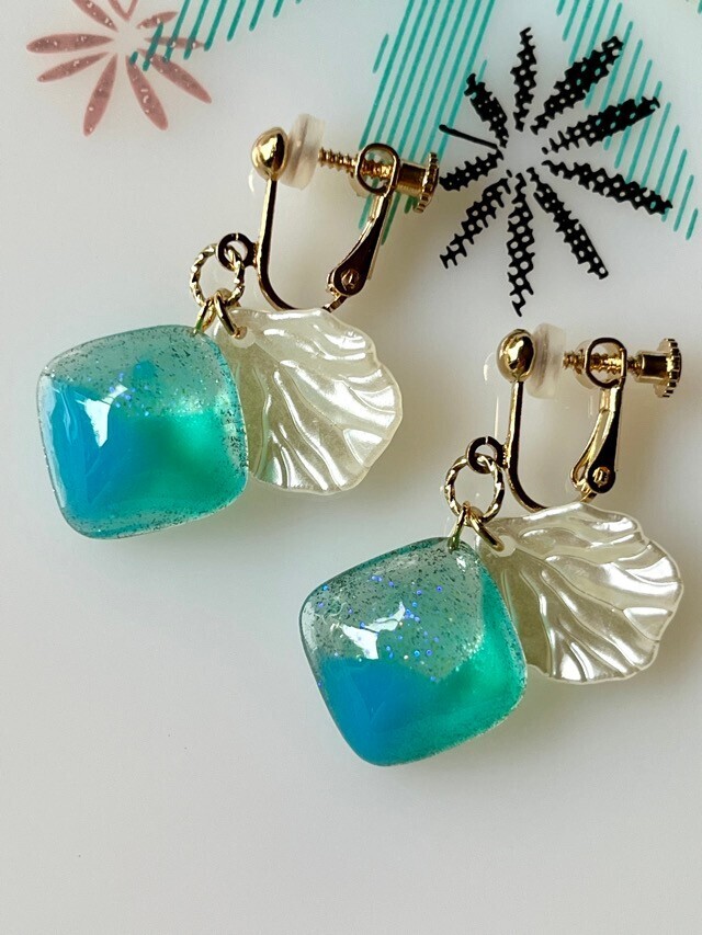 海と貝がらっぽい🌊🐚イヤリング【リベポ払い歓迎🎉】
