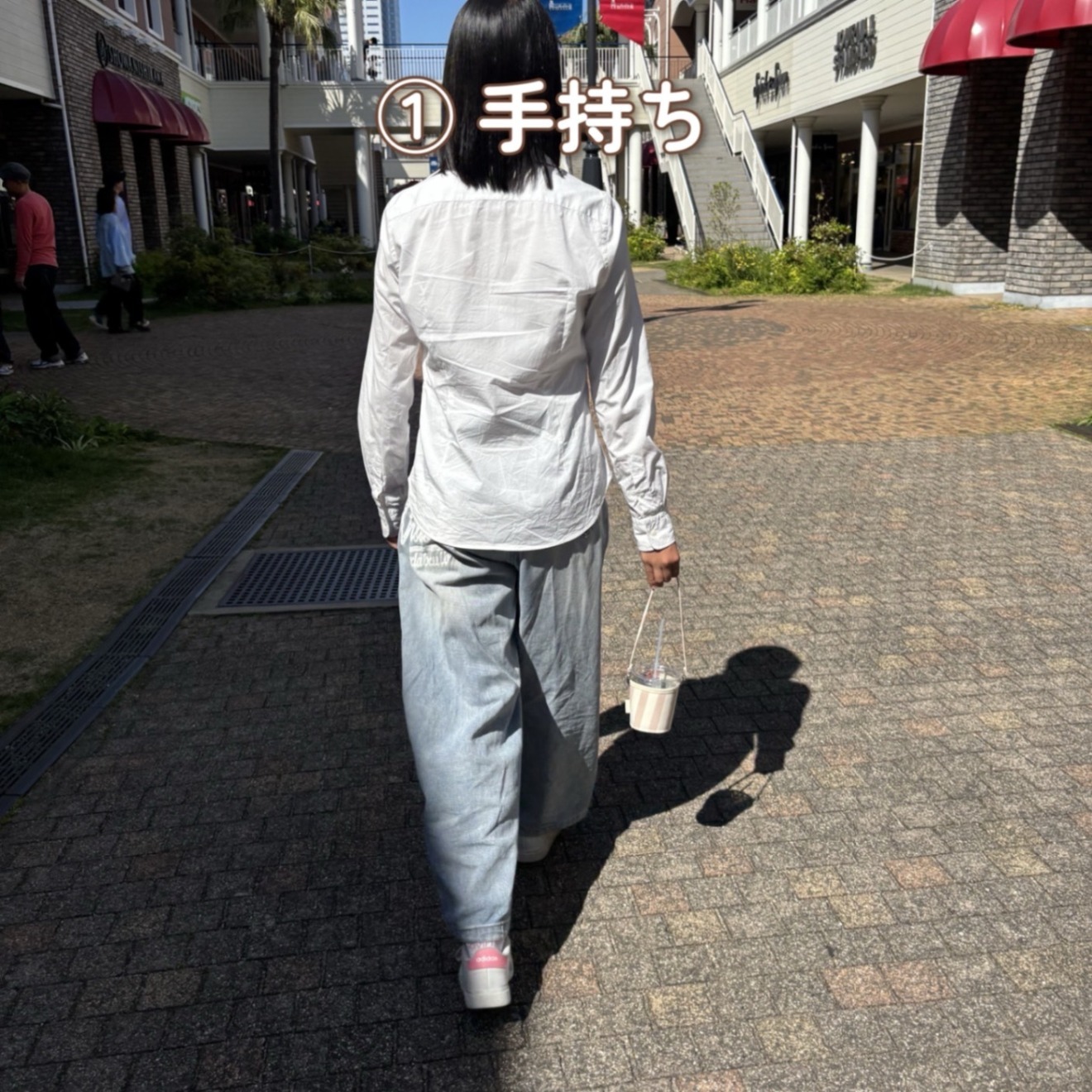 【ハンドメイド】保冷ドリンクホルダー｜もちあるきカフェ くすみピンクストライプ