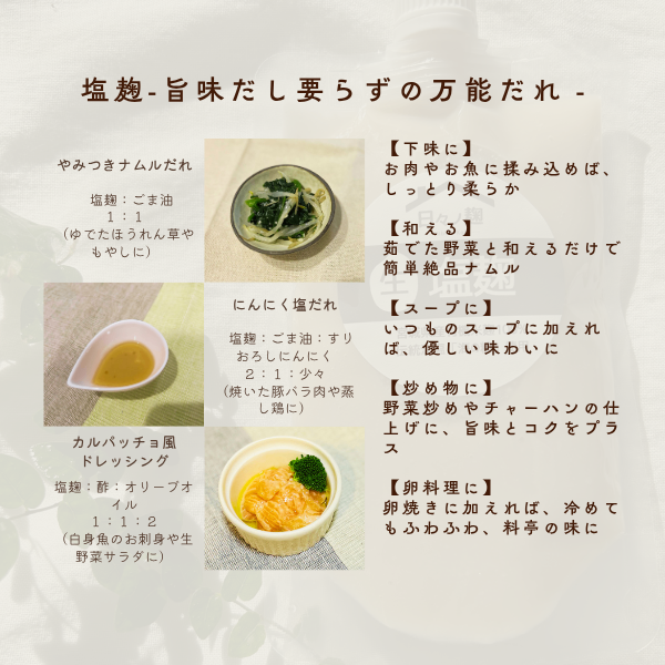 【冷凍でお届け】50g 3種ランダム5個セット　塩麹・醤油麹・玉ねぎ麹  