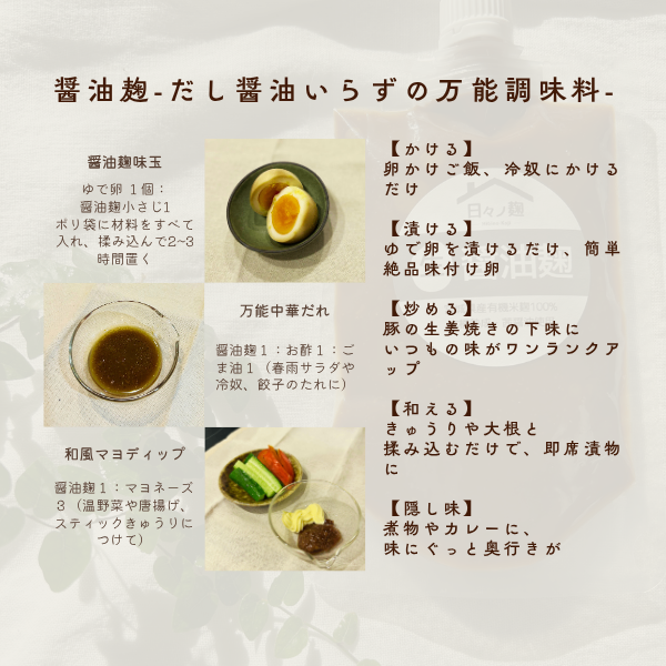【冷凍でお届け】50g 3種ランダム5個セット　塩麹・醤油麹・玉ねぎ麹  