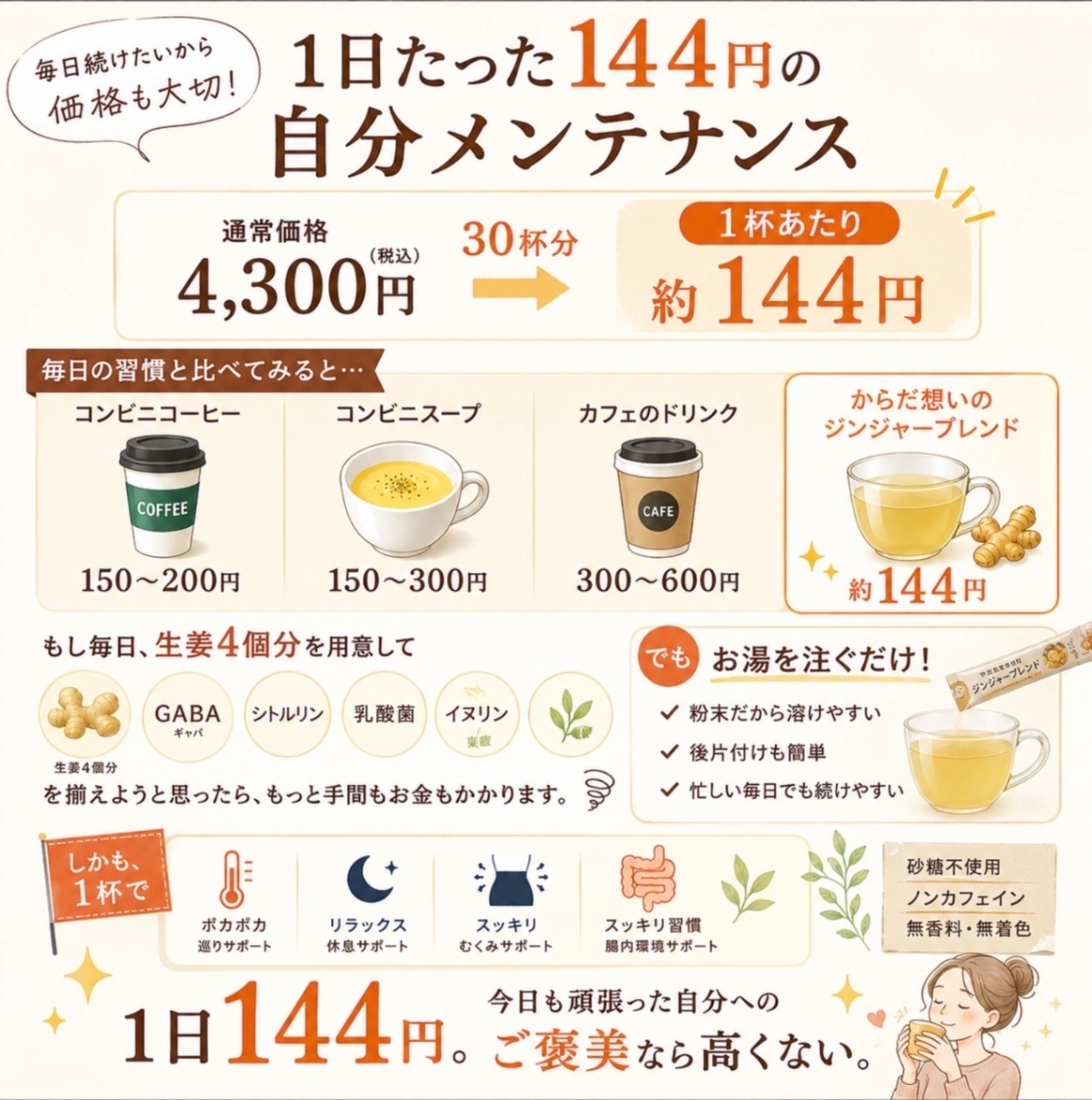 からだ想いのジンジャーブレンド
〜自分をいたわる、巡りの一杯〜
