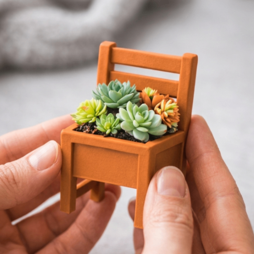 レトロ椅子鉢【1.5号鉢相当】｜3Dプリンター製