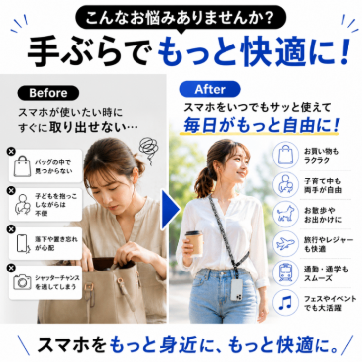 スマホショルダー スマホストラップ 太め10mm スマートフォン ネック 携帯 首掛け 肩掛け 丸紐