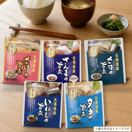 5袋そろえば、一週間｜北海道お魚惣菜5種｜骨まで無添加・常温保存・防災備蓄・非常食