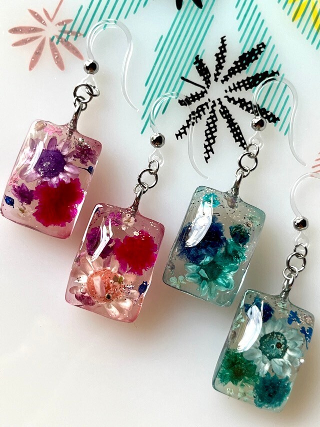 赤い花🌸青い花フックピアス【リベポ払い歓迎🎉】