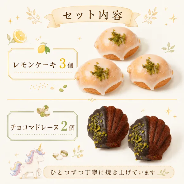 【8/9新宿オフィスでお渡し】ふんわり香るレモンバターケーキとチョコマドレーヌのセット🍋
