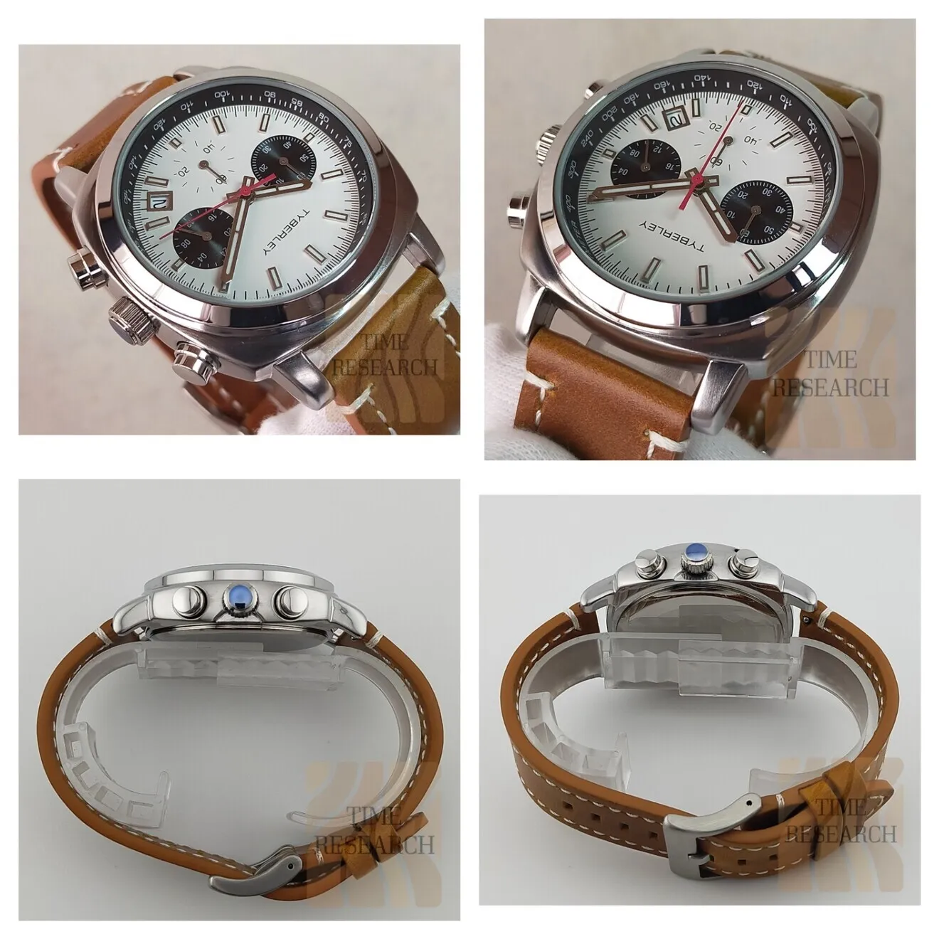 ネオヴィンテージ【国産S社製VD53搭載/新品】レトロクッション型クロノグラフ④