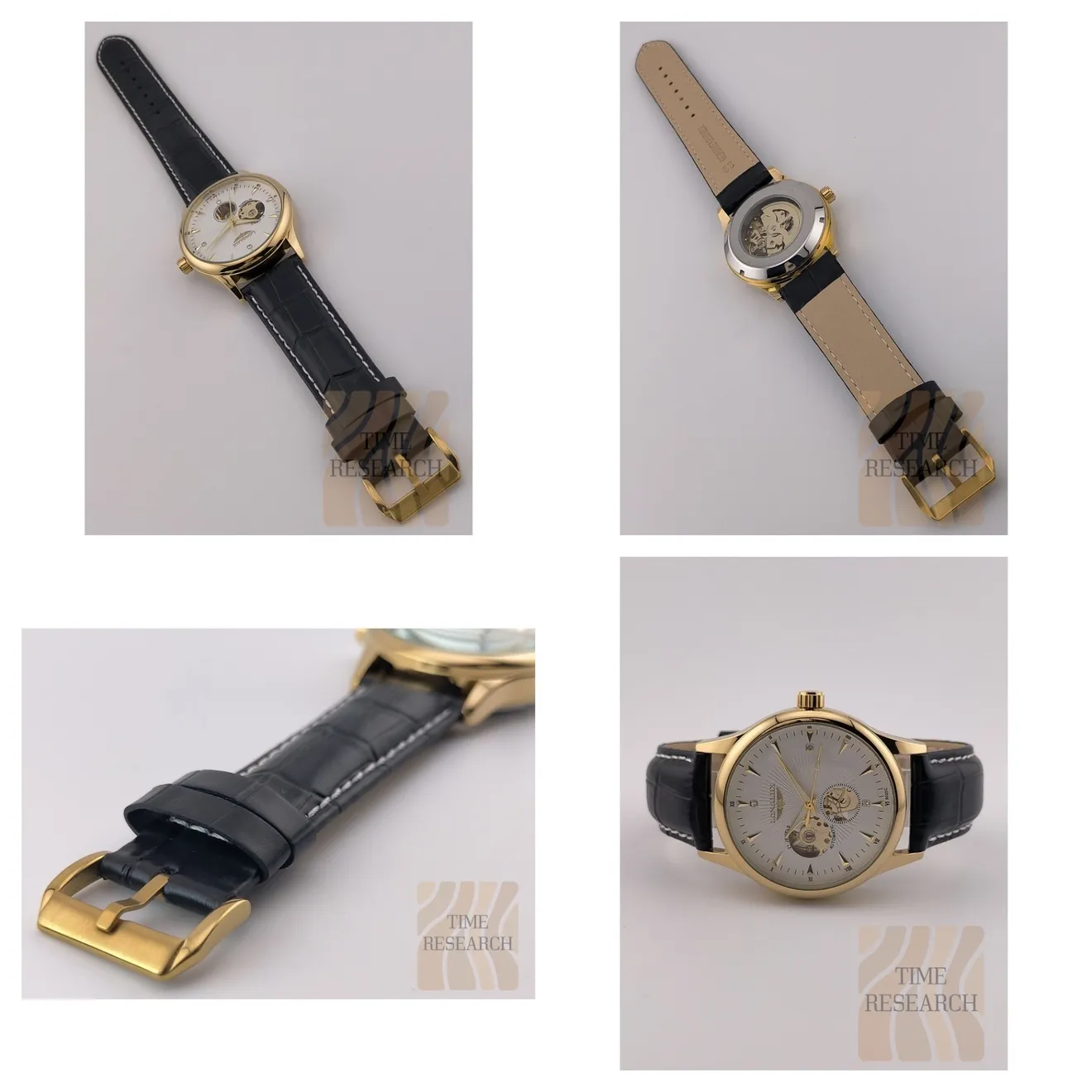 機械式ドレスウォッチのベンチマーク【両面スケ/新品】ゴールド/パールホワイト ①