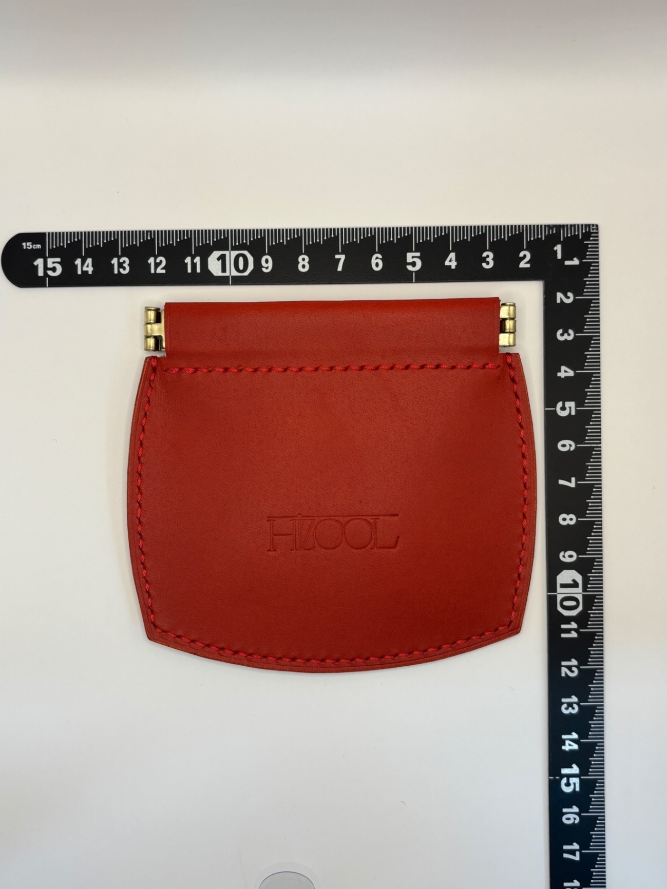【ハンドメイド】マルチケース レッド 本革 姫路レザー バネ口ポーチ 小物入れ
