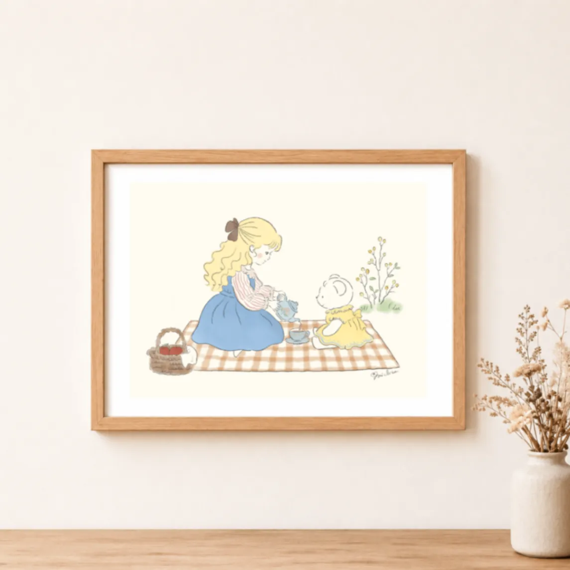インテリアポスター「お茶会ピクニック」｜北欧 ナチュラル 絵本
