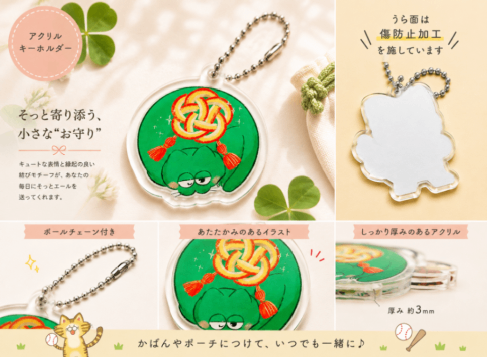 アクリルキーホルダー「ヤマツミノミコト（お守り）」｜ねこのたね 絵本キャラクター