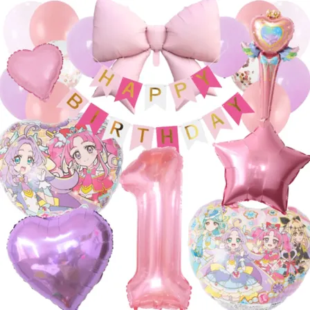 数字が選べる♪【ピンクver】名探偵プリキュア！ 風船 たんプリ 誕生日 飾り付けセット バルーン 