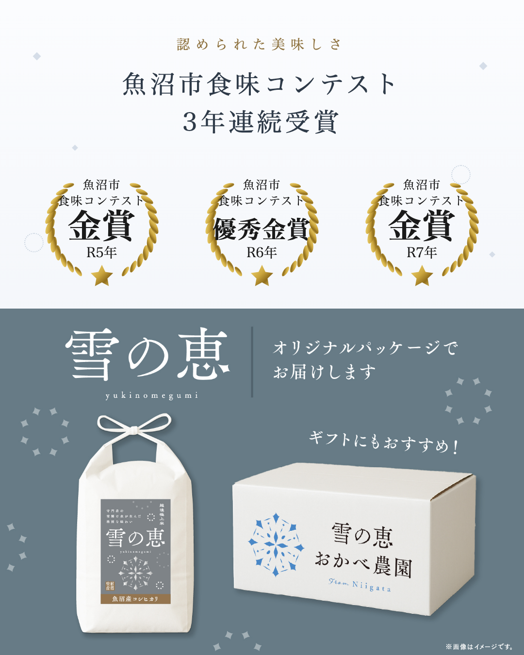 【令和8年産 先行予約特価】金賞2回・3年連続受賞 魚沼産コシヒカリ雪の恵 精米10kg 送料込

