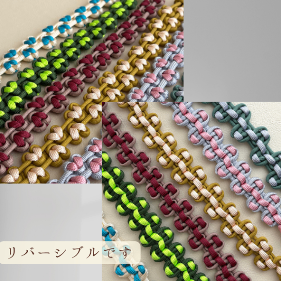 ハートのハンドストラップ　リバーシブル　パラコード　ハンドメイド