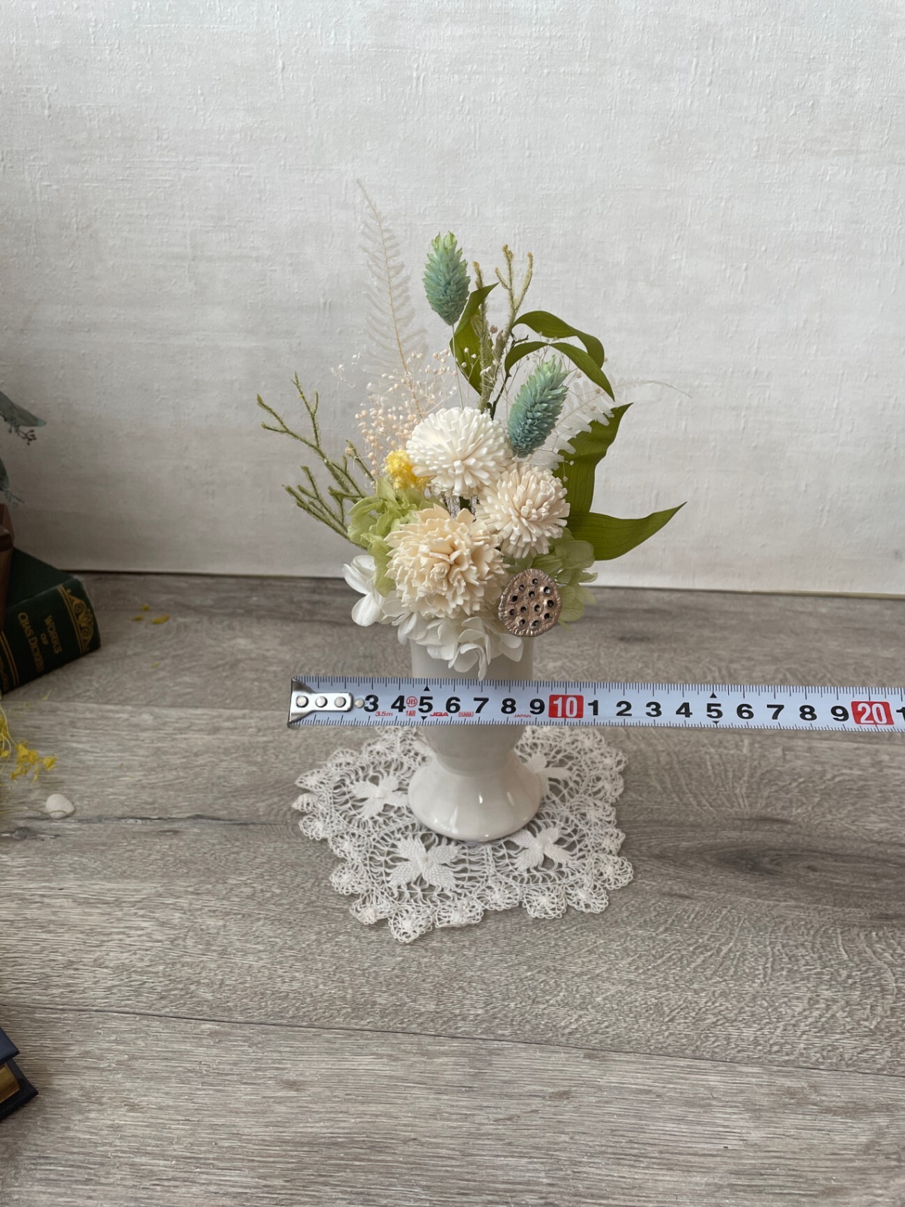 ｜枯れないお供え花｜花器・お線香セット そのまま飾れるプリザーブドフラワー【ハンドメイド】