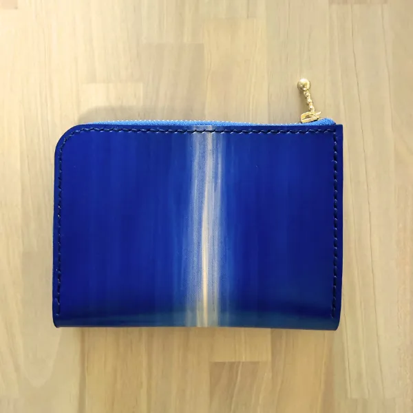 【ハンドメイド】手染めヌメ革のミニ財布