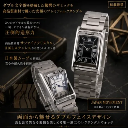 驚愕のギミックに高品質素材を纏ったハイエンドレクタングル【ダブル文字盤/新品】②