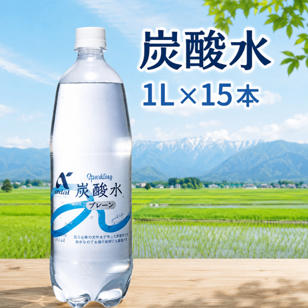 炭酸水 1L 15本 ケース プレーン 軟水 アクシアル 新潟 スーパー プライベート商品