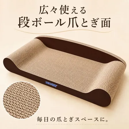 大型 爪とぎベッド 猫 ソファ型 段ボール つめとぎ 組み立て不要 幅60cm 猫用品 爪研ぎ