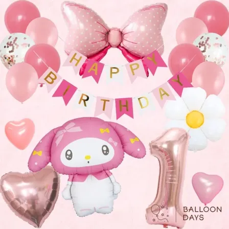 数字が選べる♪マイメロディ サンリオ リボン 風船 誕生日 飾り付けセット バルーン 