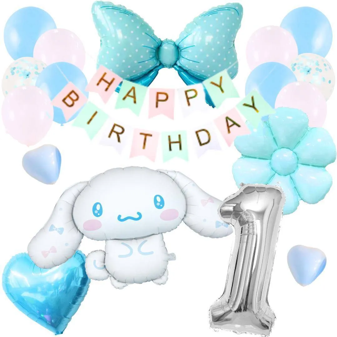 数字が選べる♪ シナモロール サンリオ リボン 風船 誕生日 飾り付けセット バルーン 