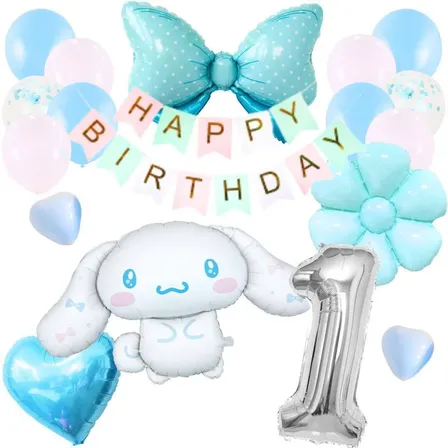 数字が選べる♪ シナモロール サンリオ リボン 風船 誕生日 飾り付けセット バルーン 