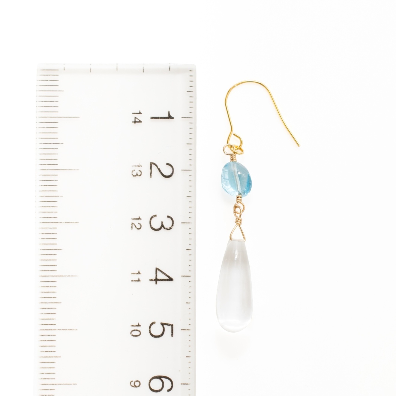 【ハンドメイド】スイスブルートパーズ 水晶 大ぶりピアス