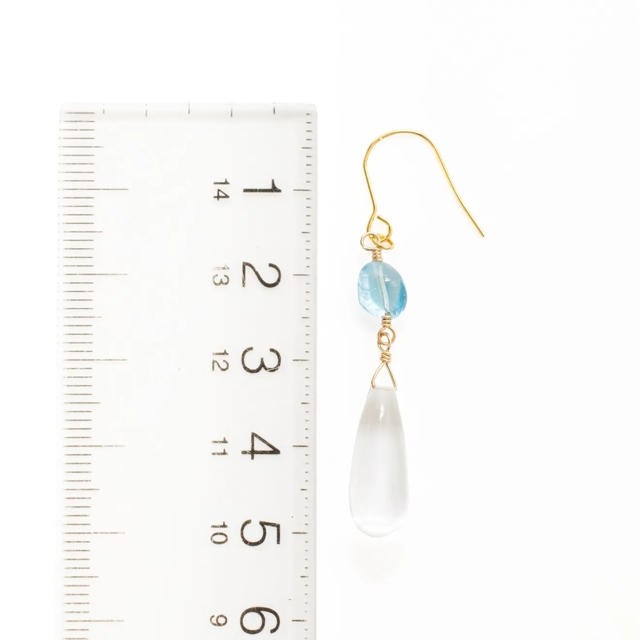 【ハンドメイド】スイスブルートパーズ 水晶 大ぶりピアス