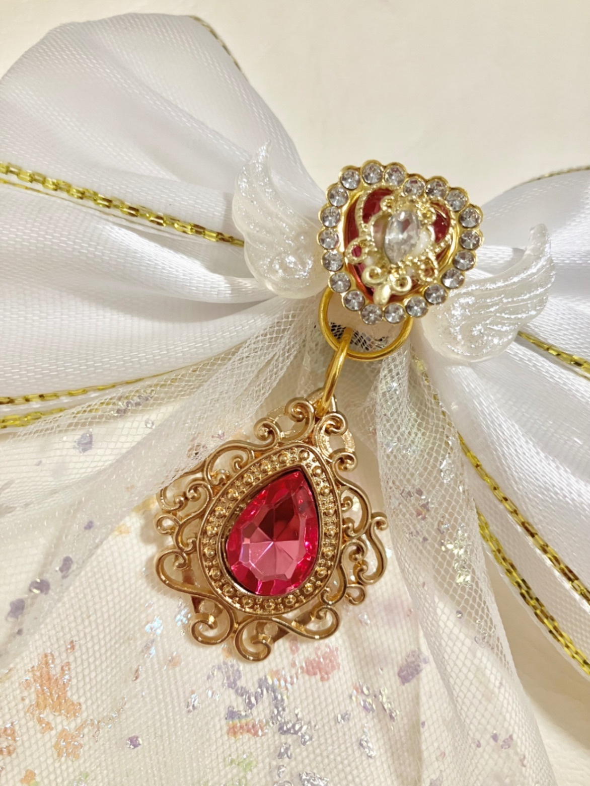 【ハンドメイド】なりきり　ホワイト　チュール　ヘアクリップ