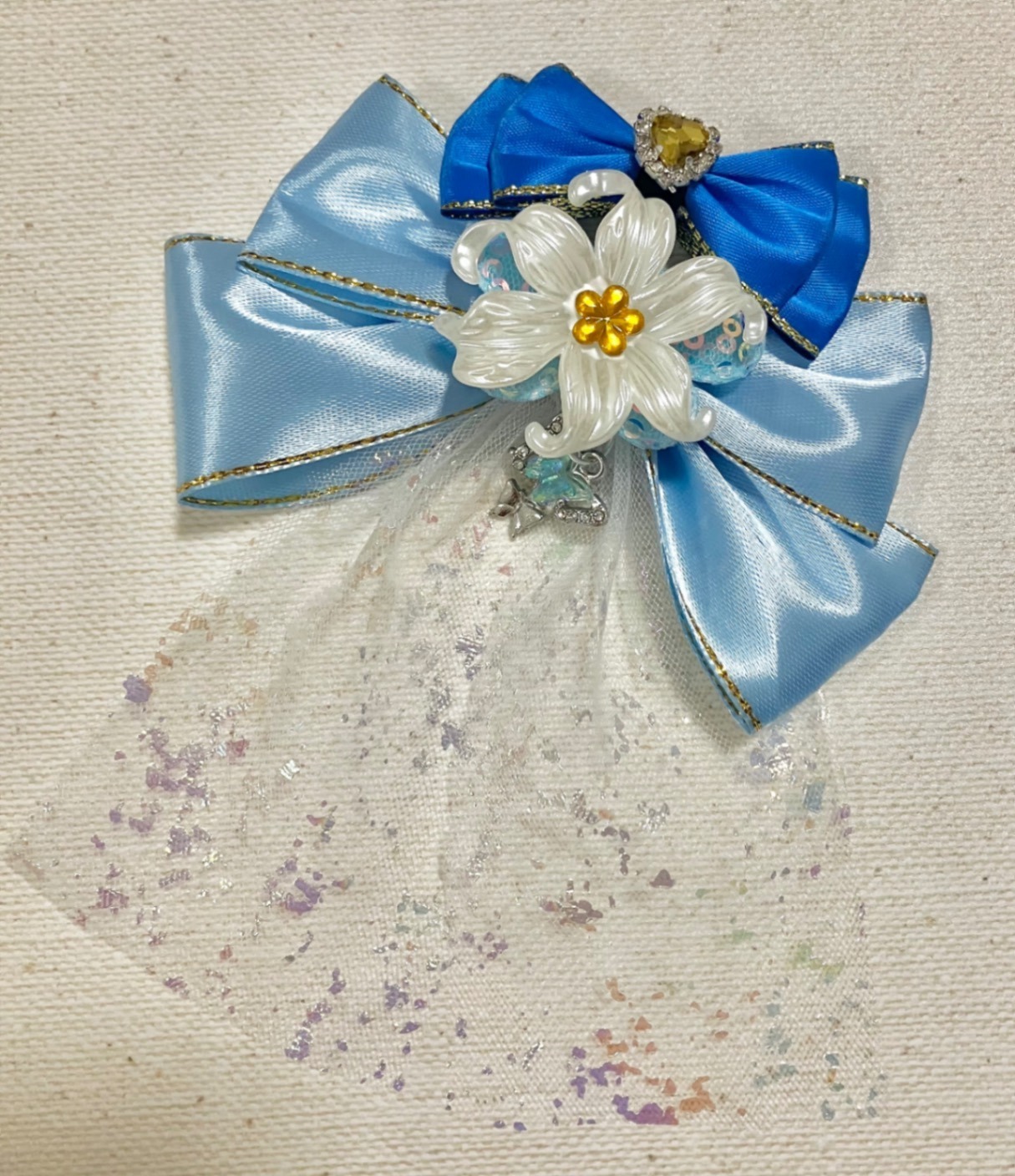 【ハンドメイド】なりきり　リリー　ブルー　ヘアクリップ　