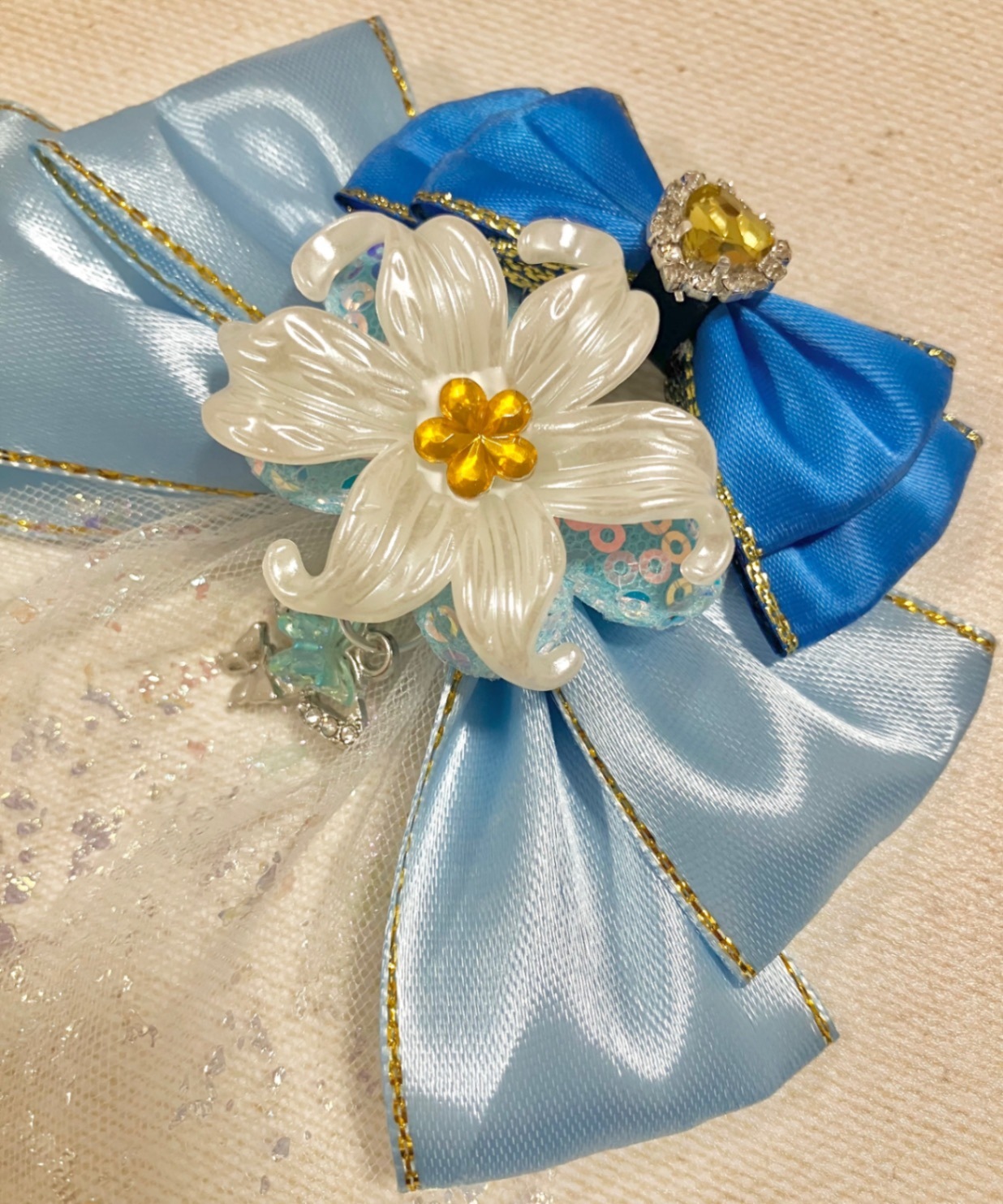 【ハンドメイド】なりきり　リリー　ブルー　ヘアクリップ　