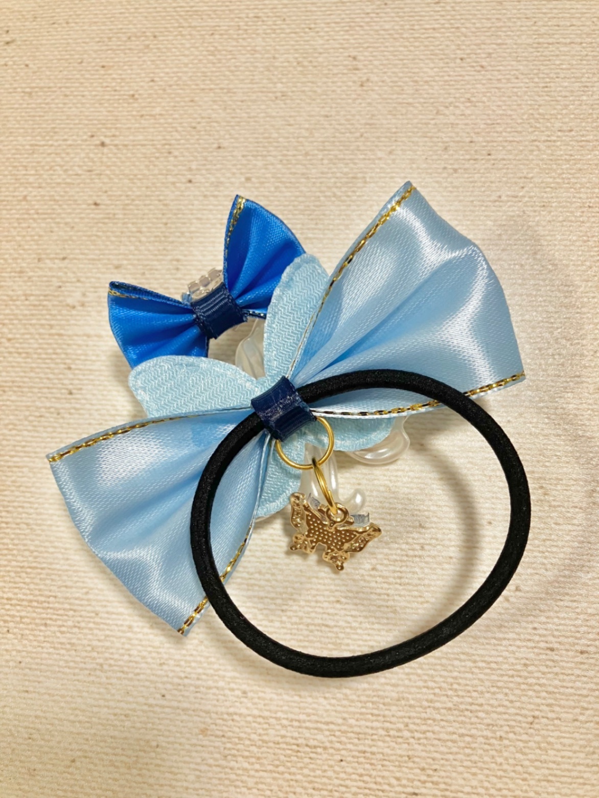 【ハンドメイド】なりきり　リリー　ブルー　ヘアゴム　2個セット