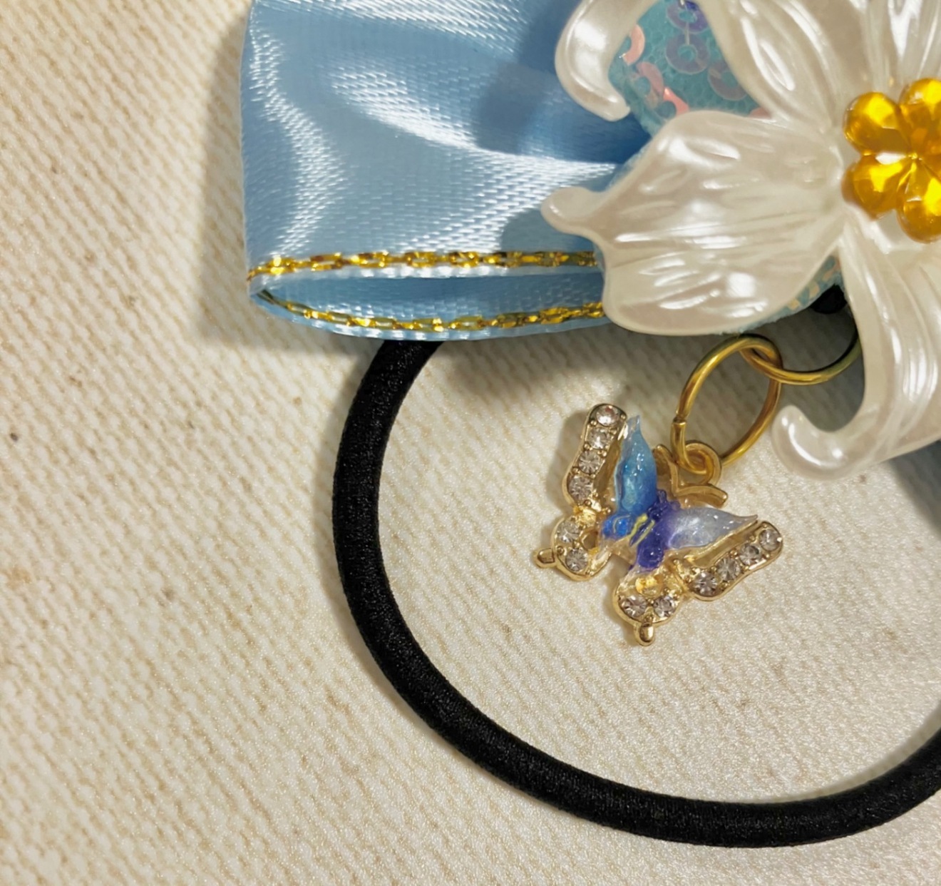 【ハンドメイド】なりきり　リリー　ブルー　ヘアゴム　2個セット