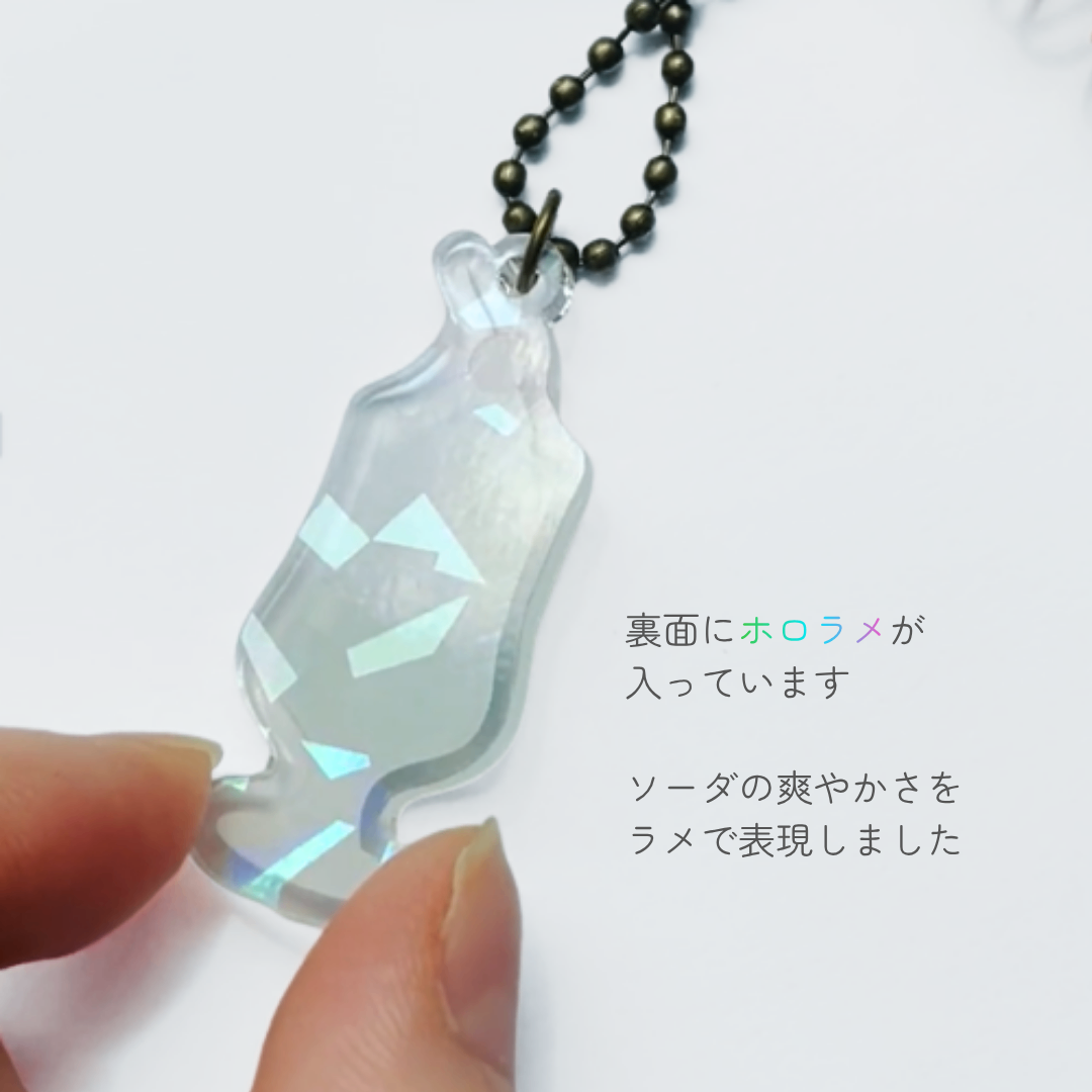 シマエナガさん×クリームソーダのキラキラホロ入りアクリルチャーム　選べるストラップ