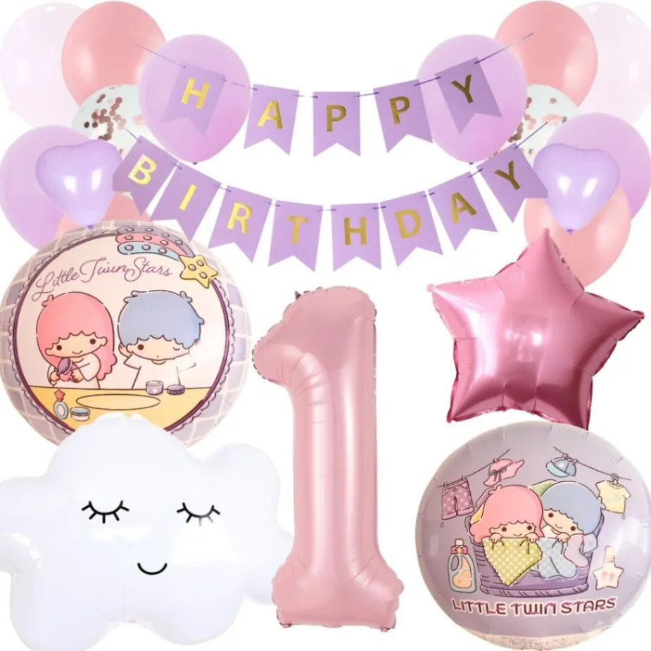 数字が選べる♪ キキララ サンリオ 雲 星 風船 誕生日 飾り付けセット バルーン