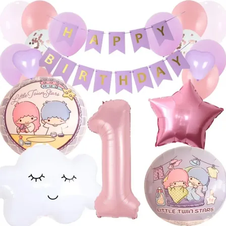 数字が選べる♪ キキララ サンリオ 雲 星 風船 誕生日 飾り付けセット バルーン