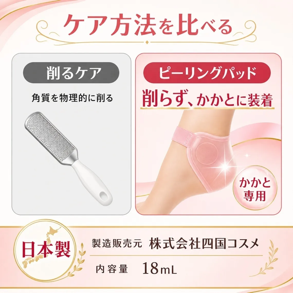 かかとに集中角質ケア 18ml かかと専用 ピーリング フットケア パック 角質除去 日本製
