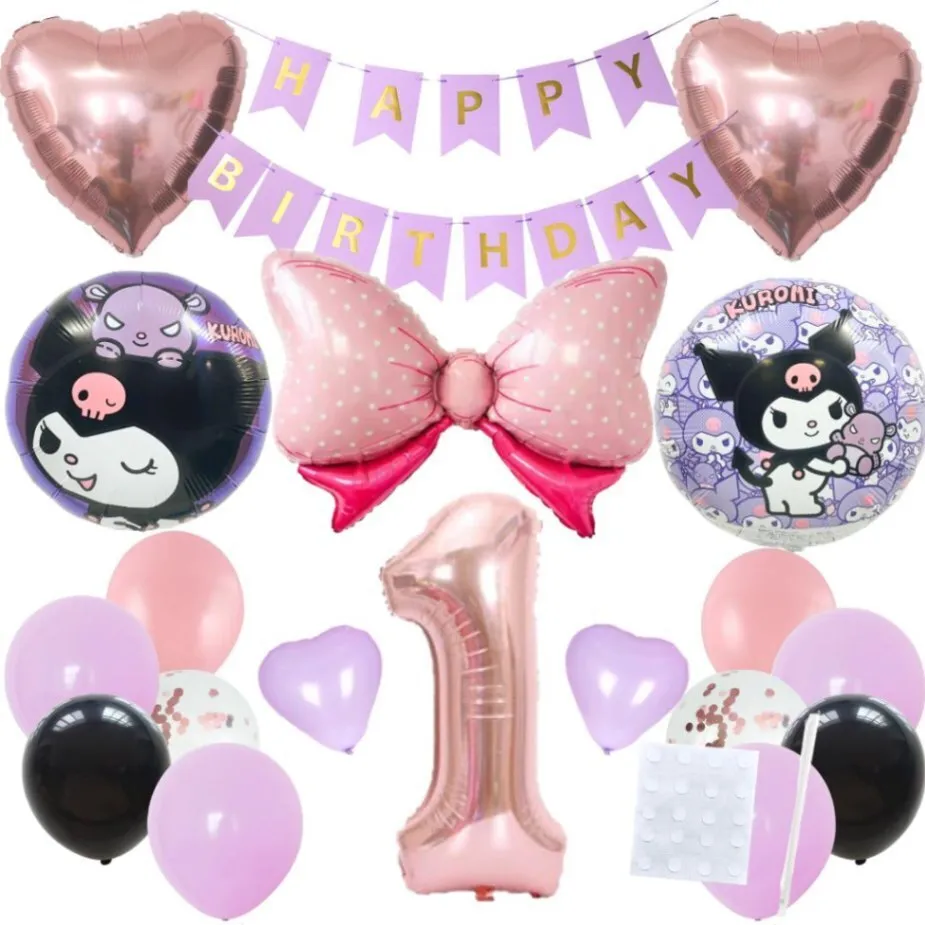 数字が選べる♪ クロミちゃん リボン サンリオ ハート 風船 誕生日 飾り付けセット バルーン