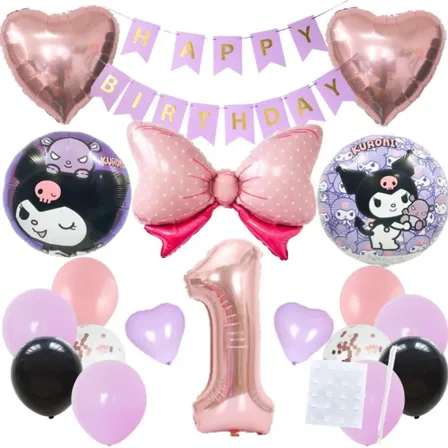 数字が選べる♪ クロミちゃん リボン サンリオ ハート 風船 誕生日 飾り付けセット バルーン