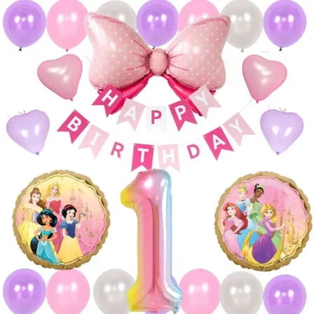 数字が選べる♪  ディズニープリンセス リボン 風船 誕生日 飾り付けセット バルーン
