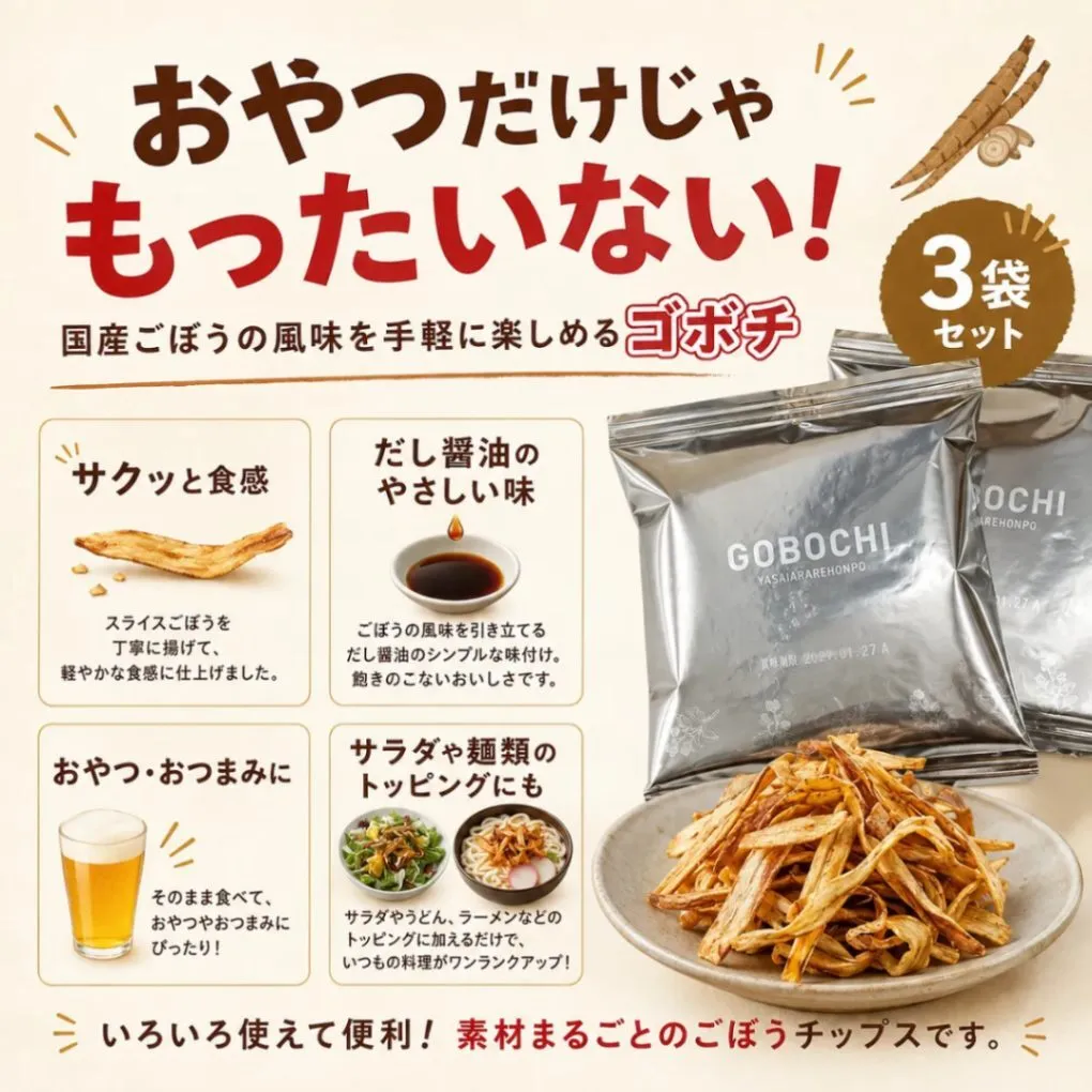 ゴボチ ごぼうチップス 醤油味 17g×3袋セット