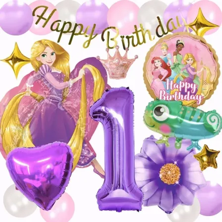 数字が選べる♪  ラプンツエル ディズニープリンセス 風船 誕生日 飾り付けセット バルーン